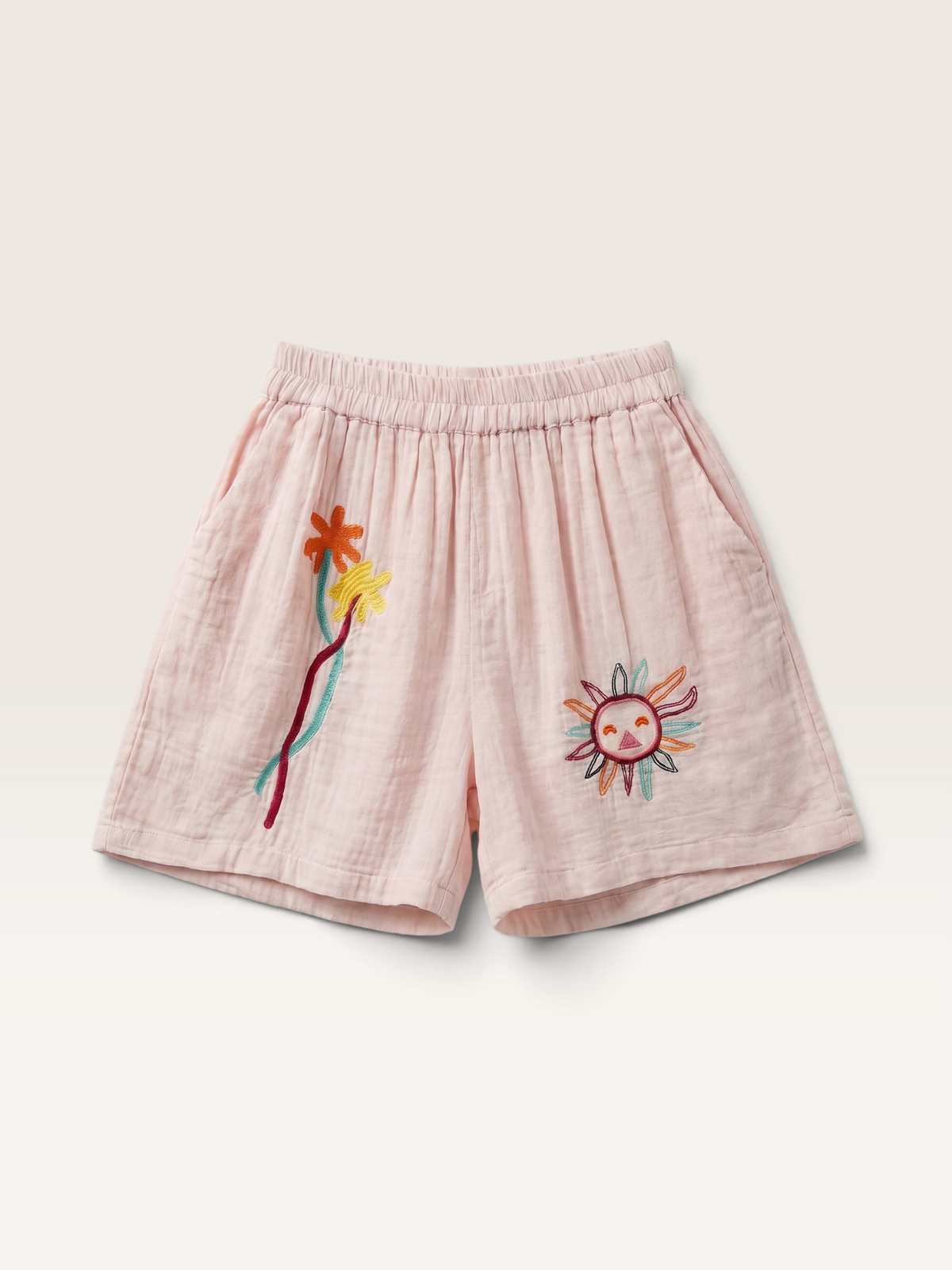 K99642 SHORT EN GAZE DE COTON BRODERIE Int