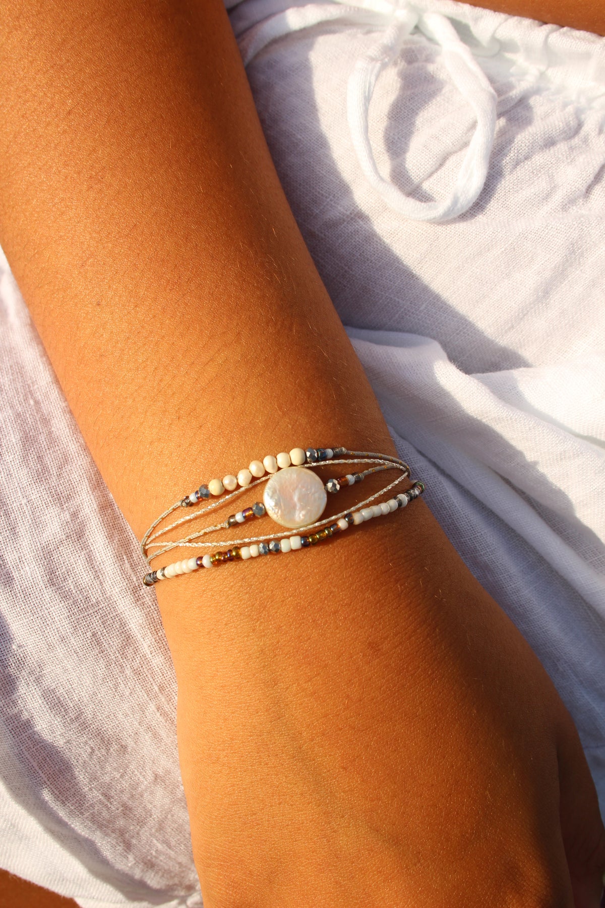 BRACELET TRIO PERLE PLATE