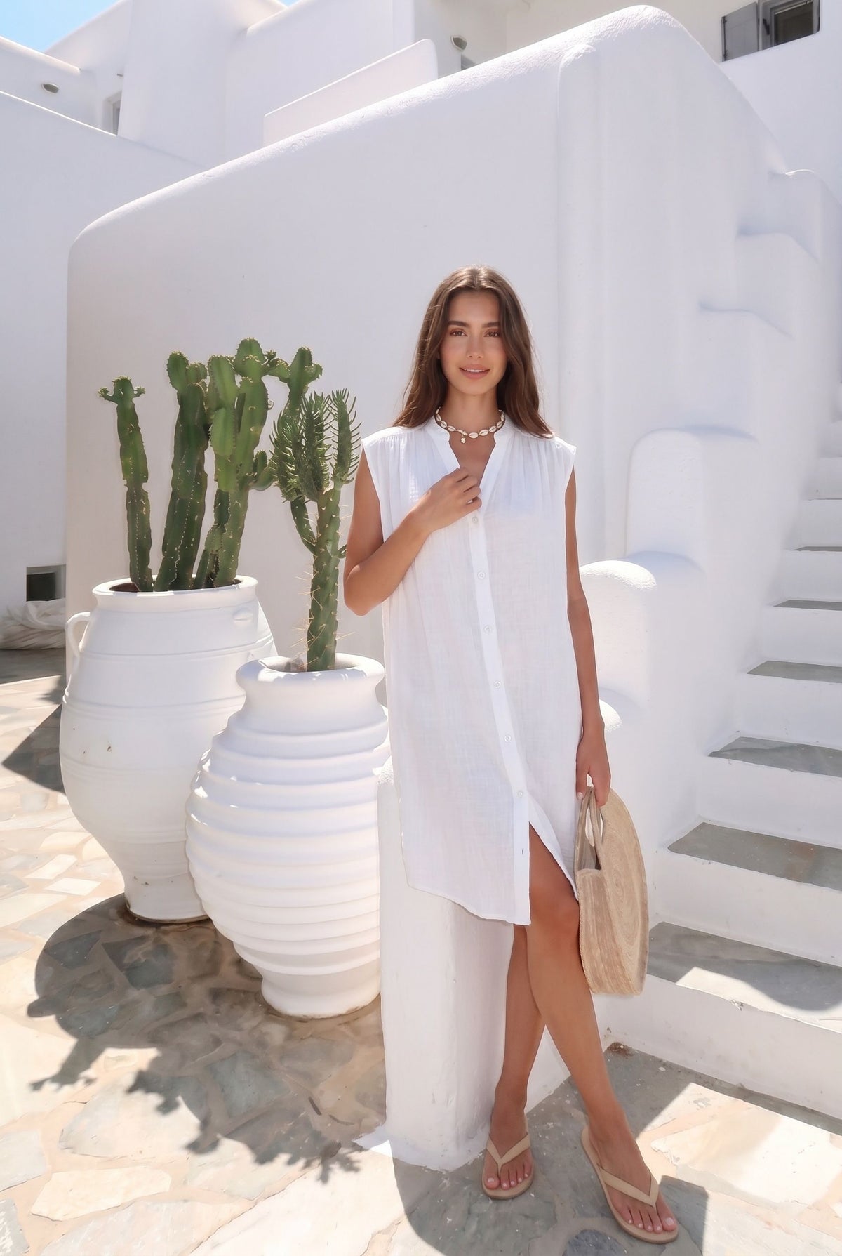23889 Robe Mille Genoux En Coton 100%