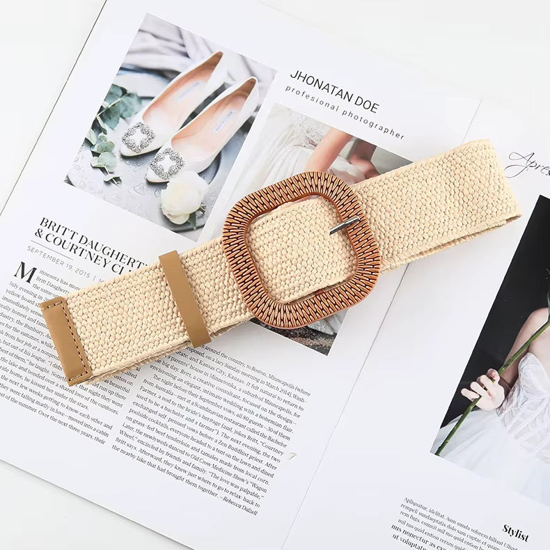 Ceintures Tissées en Paille extensible