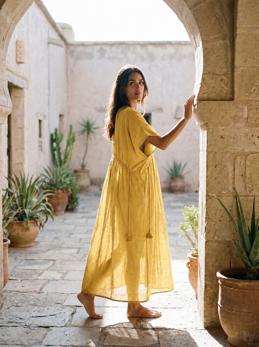 L06077 Robe Caftan Gaze de Coton 100% Int