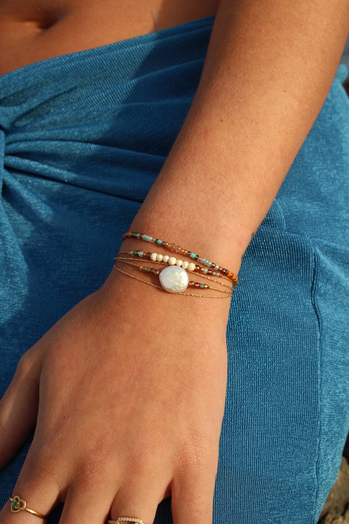BRACELET TRIO PERLE PLATE
