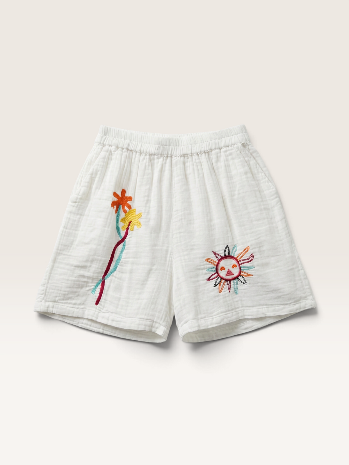 K99642 SHORT EN GAZE DE COTON BRODERIE Int