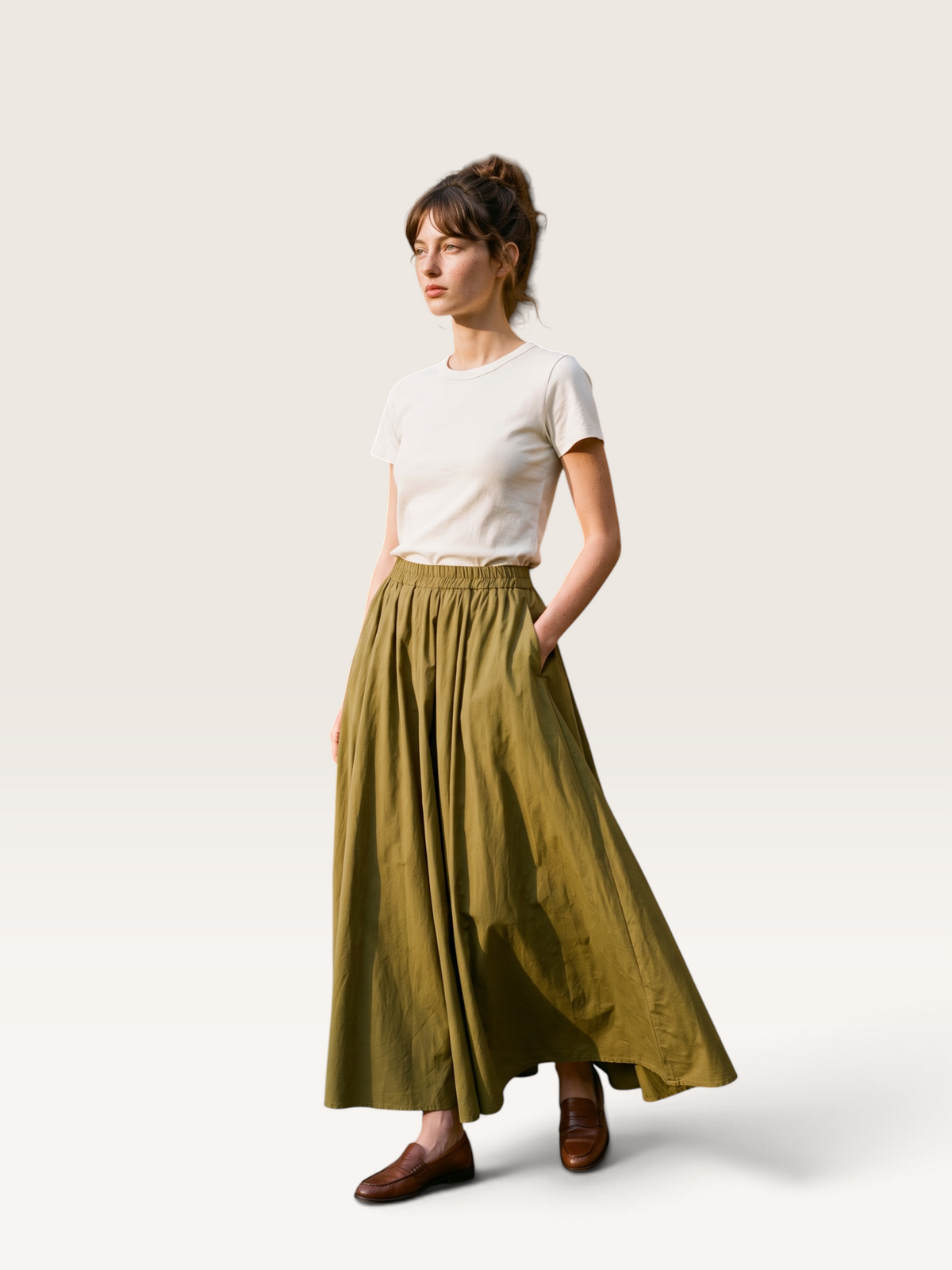 Q06063 Maxi Jupe Voile de Coton Int 100%