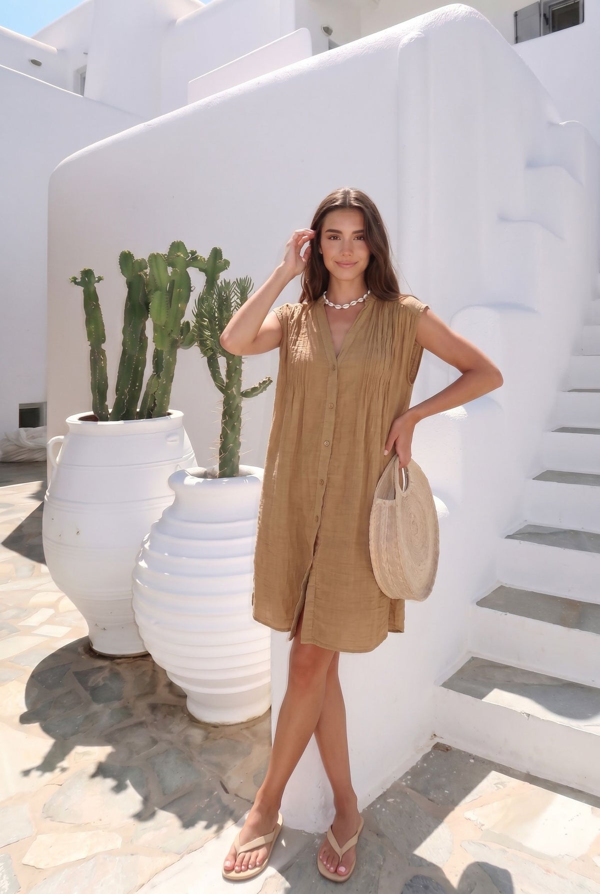 23889 Robe Mille Genoux En Coton 100%