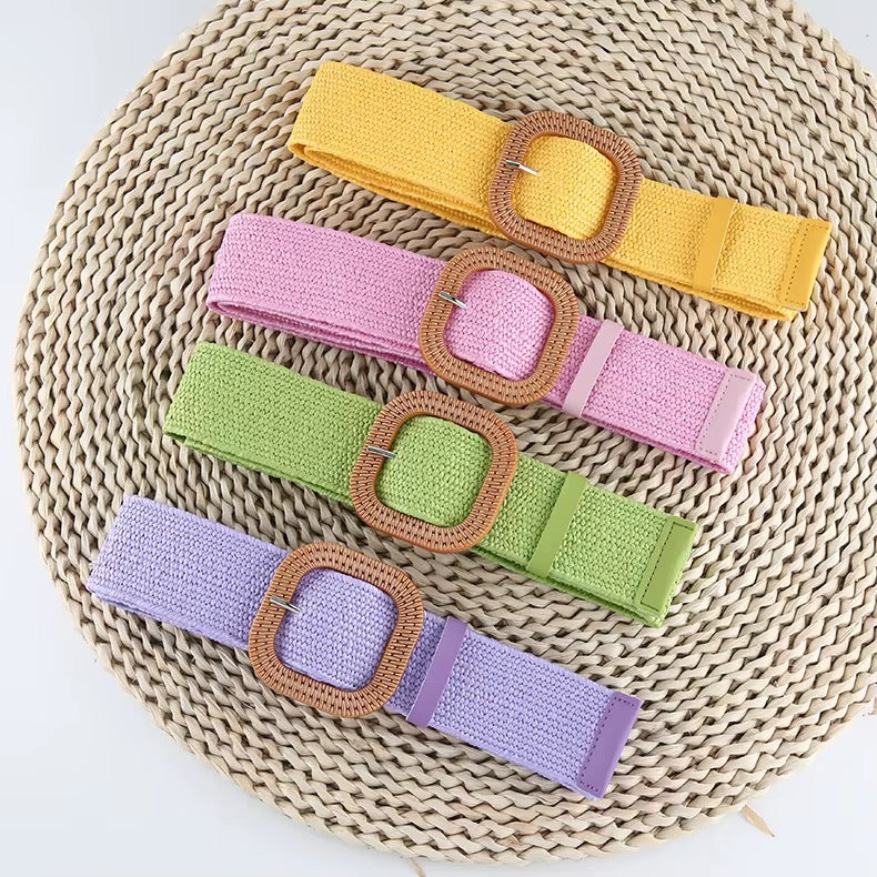 Ceintures Tissées en Paille extensible Couleurs