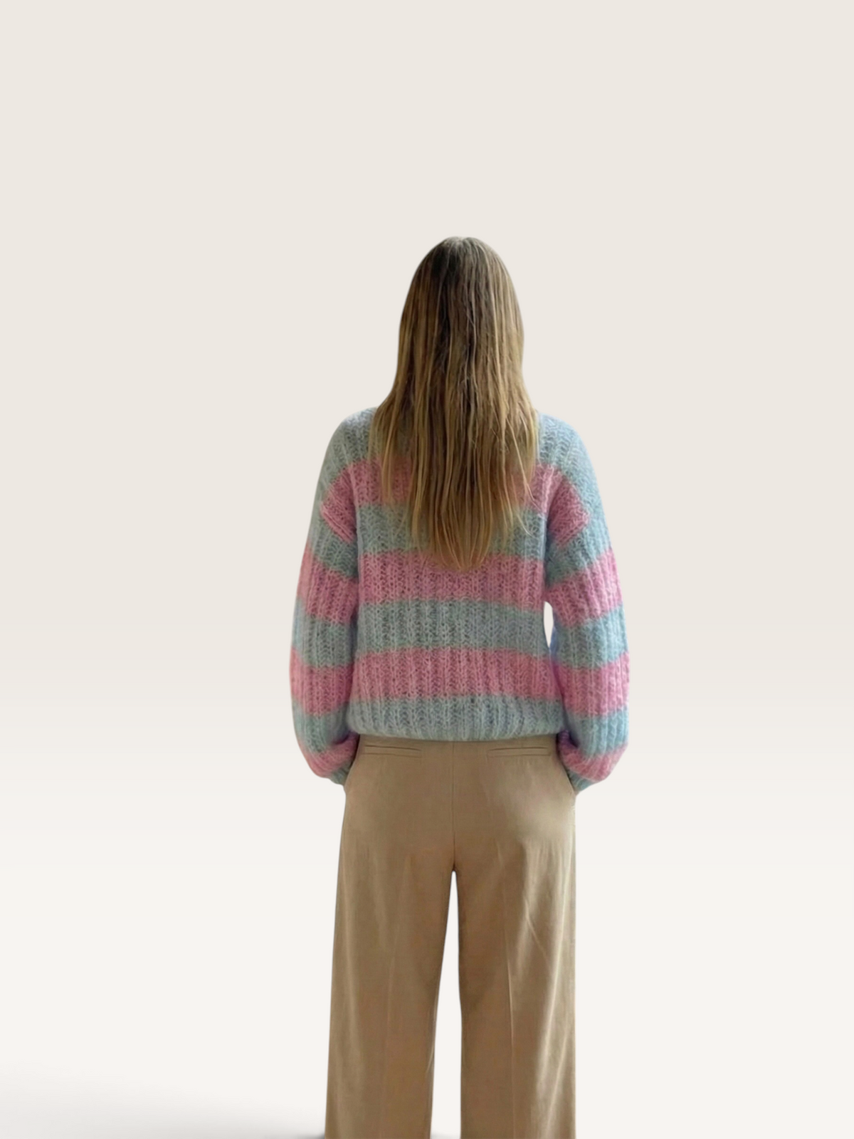 31939 Pull Mohair Laine Rayures Col Rond