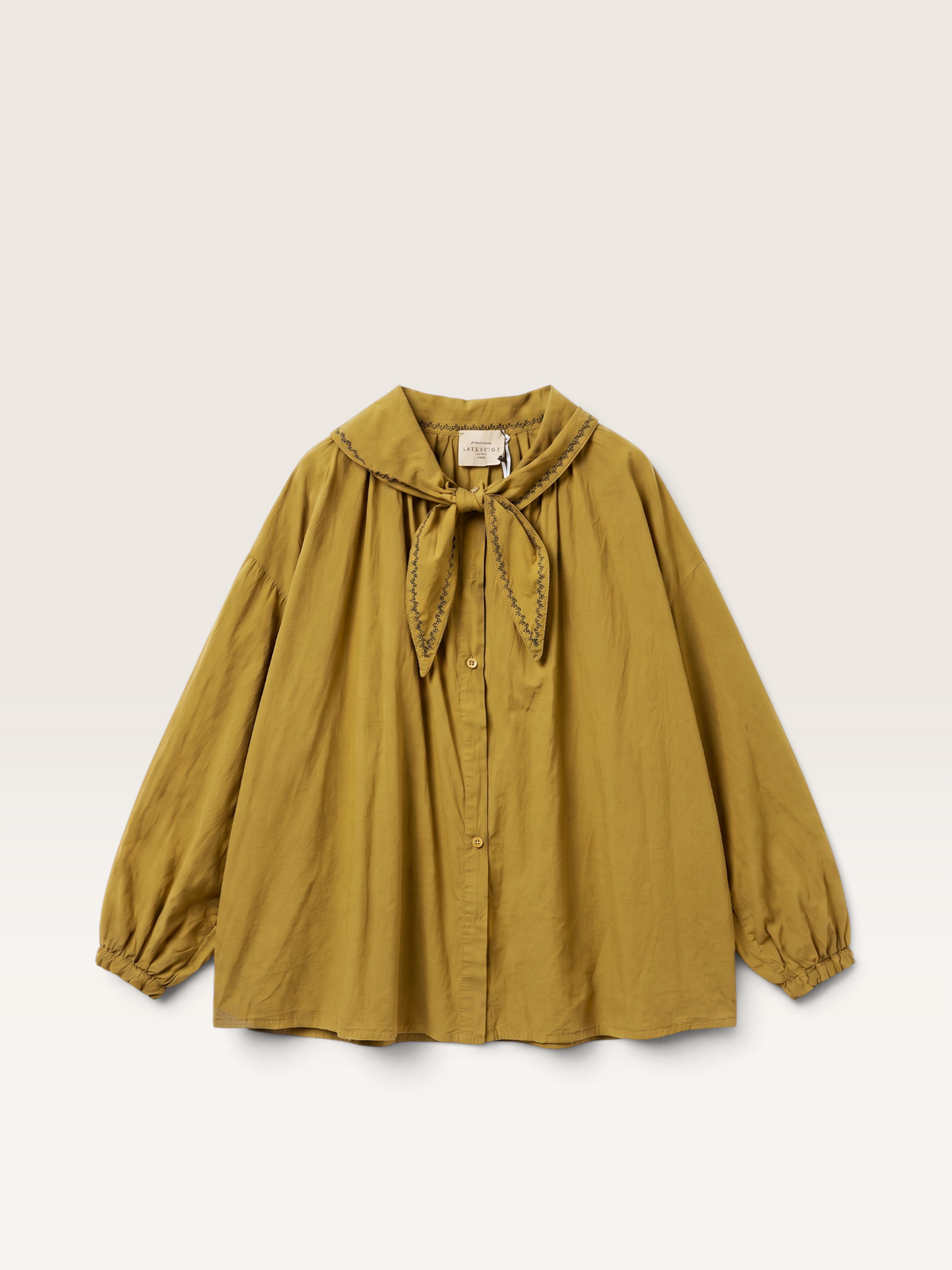 C06223A-MSC Blouse Col avec Noeud 100% Coton Int