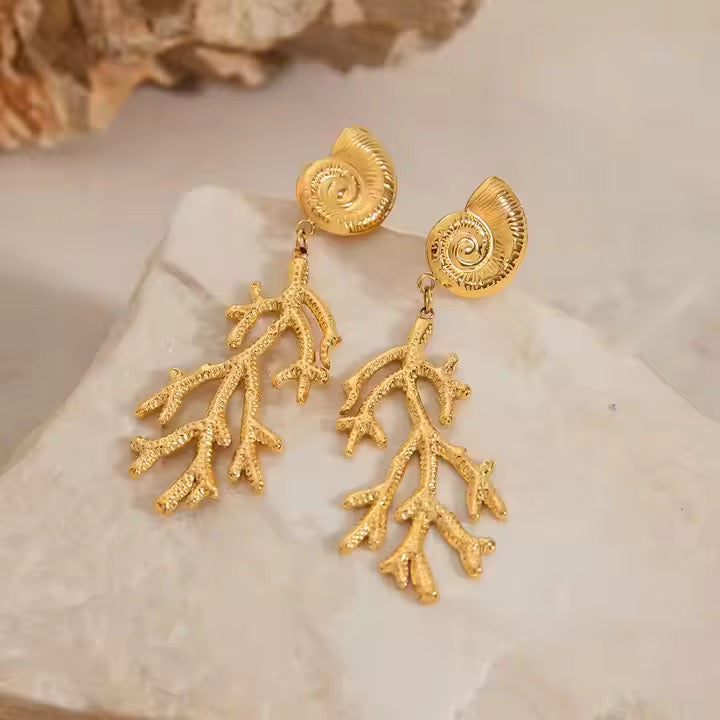 Boucles d’oreilles Corail Acier Inoxydable