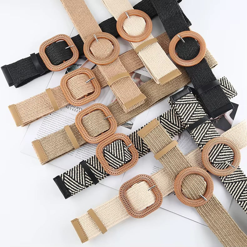 Ceintures Tissées en Paille extensible