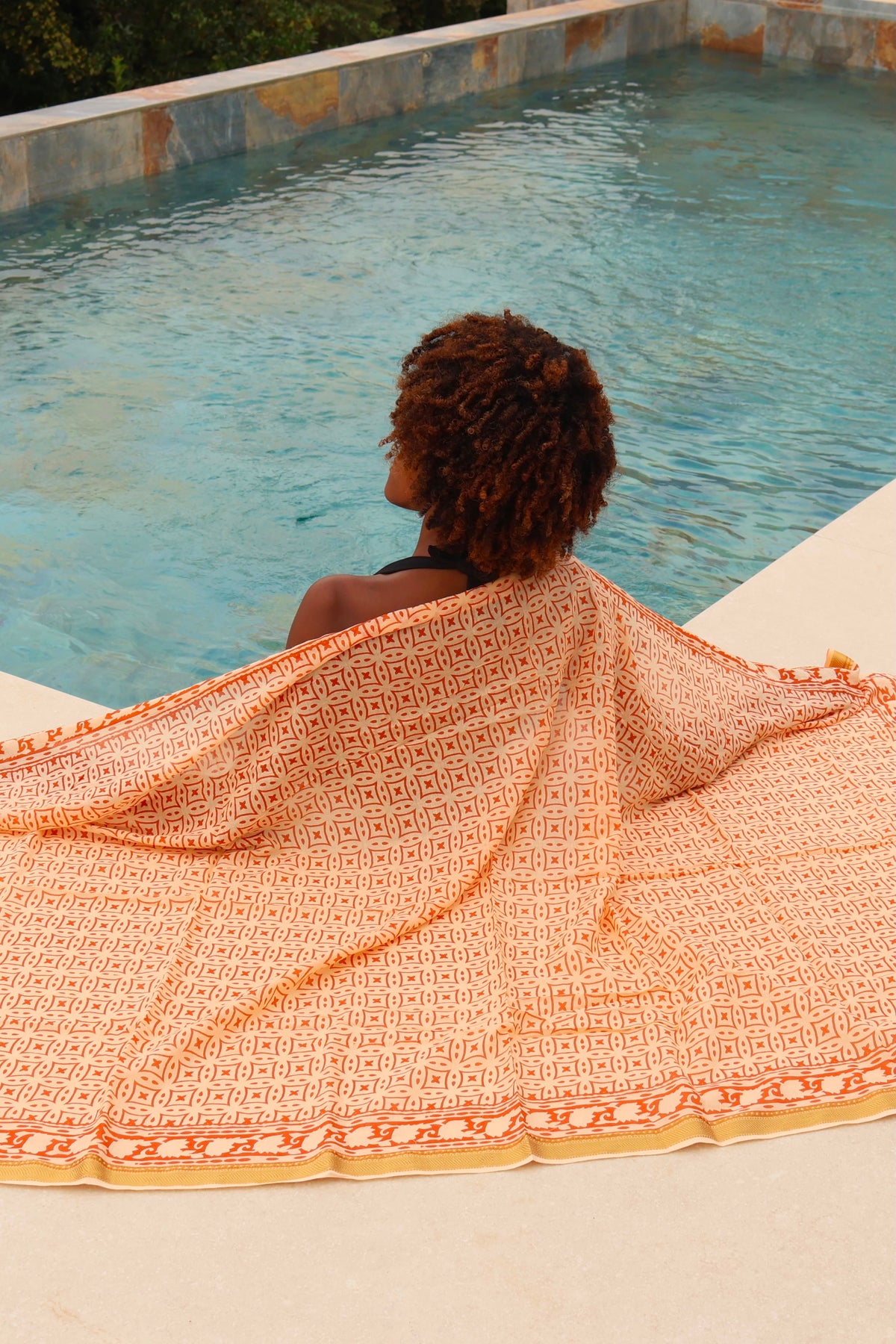 SARONG PAREO SABLE BLANC