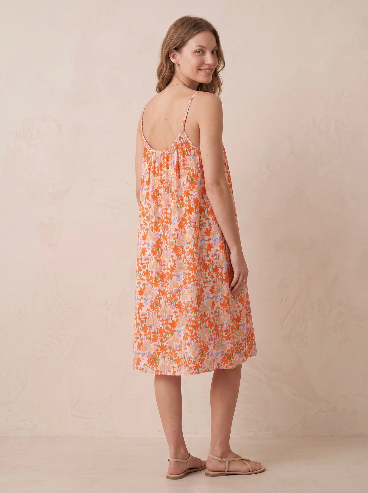 PR2667 Robe Pepouze courte fluide imprimé fleuri à bretelles col rond en coton