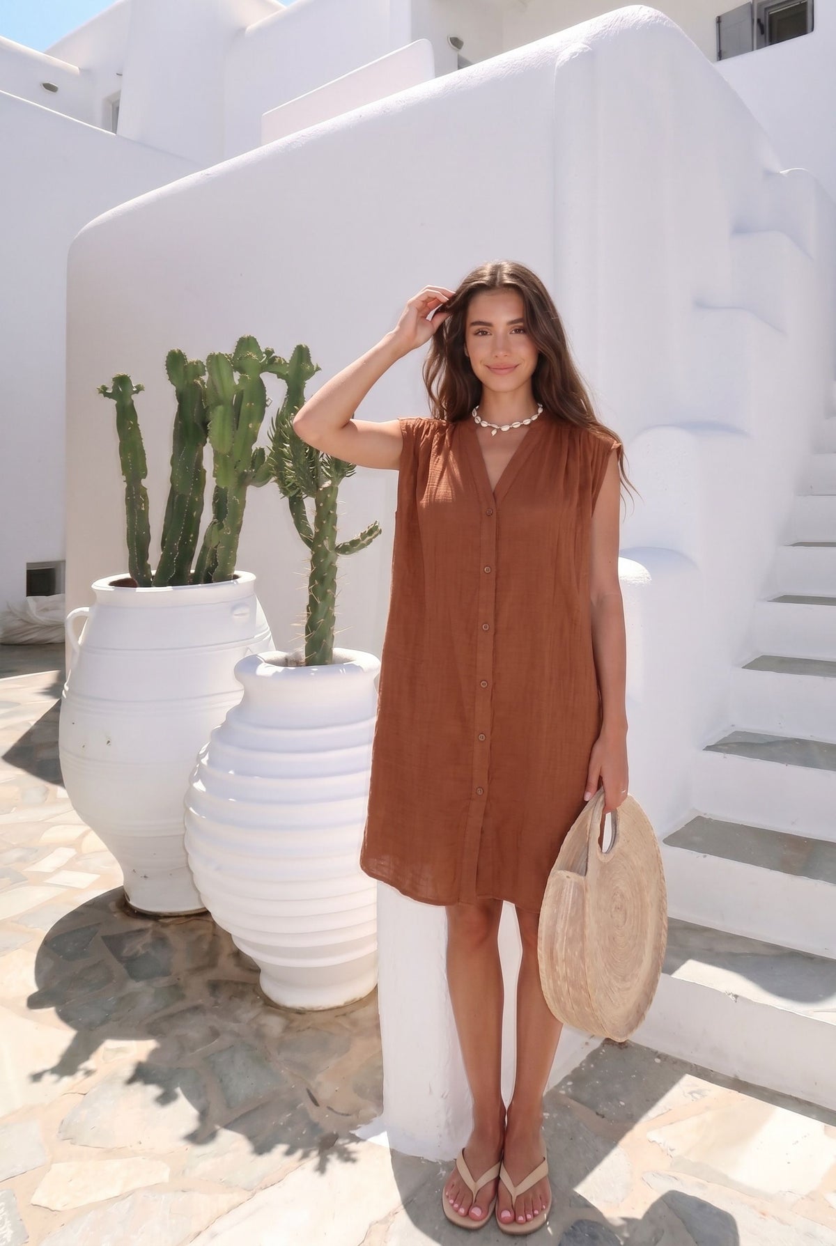 23889 Robe Mille Genoux En Coton 100%