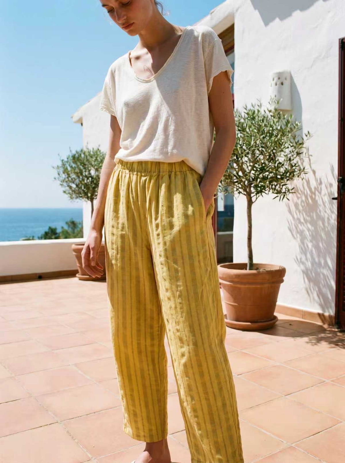 K06053 Pantalon Rayures Int 100% coton