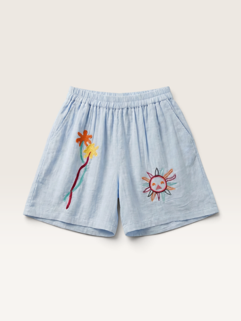 K99642 SHORT AUS BAUMWOLLGAZE MIT STICKEREI Int