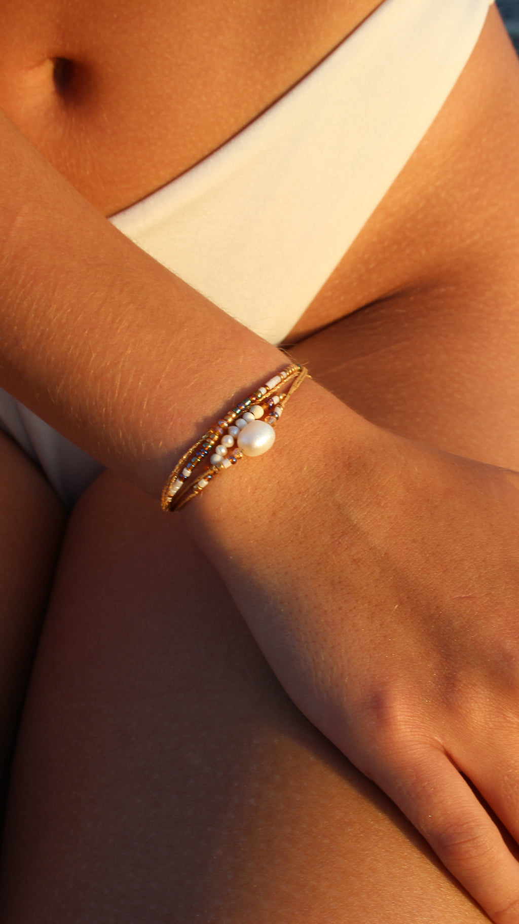 BRACELET TRIO PERLE RONDE DE RIVIERE