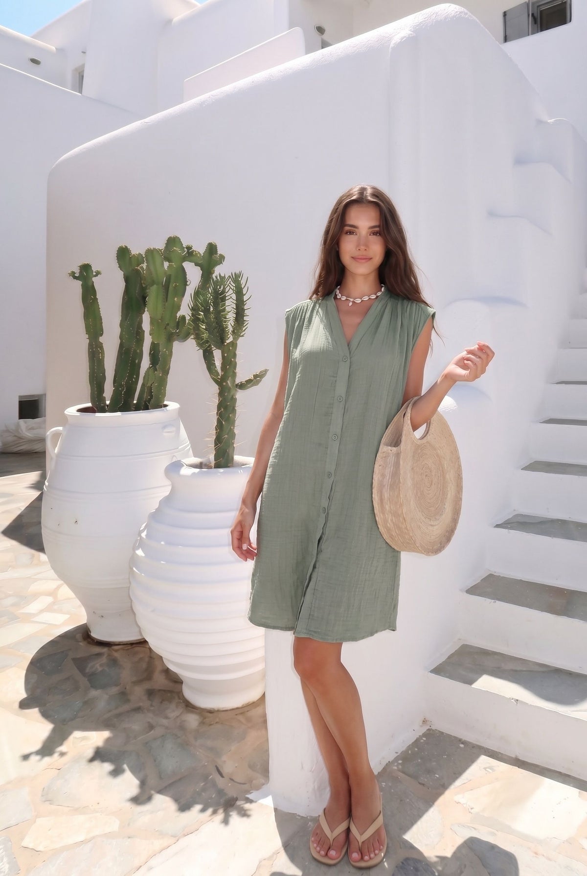 23889 Robe Mille Genoux En Coton 100%