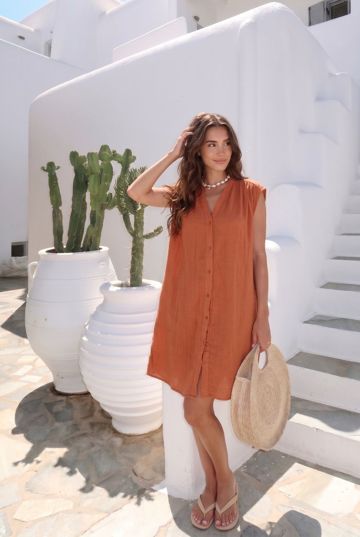 23889 Robe Mille Genoux En Coton 100%