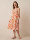 PR2667 Kurzes, fließendes Pepouze-Kleid mit Blumenprint, Spaghettiträgern und Rundhalsausschnitt aus Baumwolle