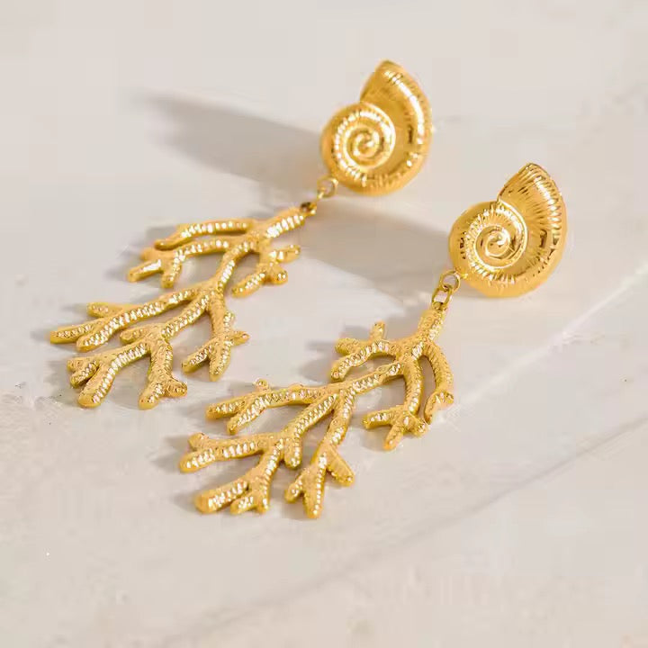 Boucles d’oreilles Corail Acier Inoxydable