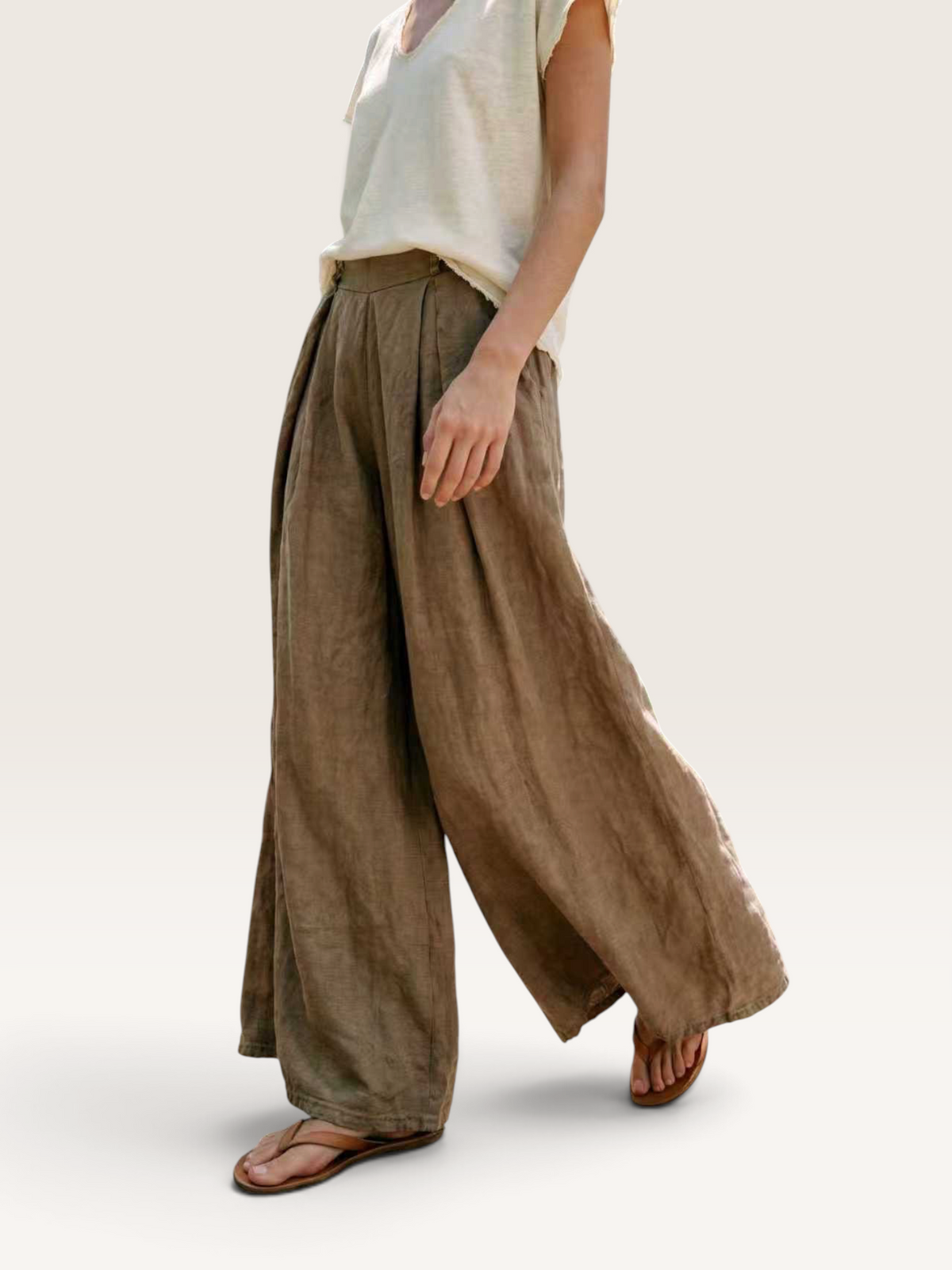 K31544 Pantalon à Pince 100% lin Int