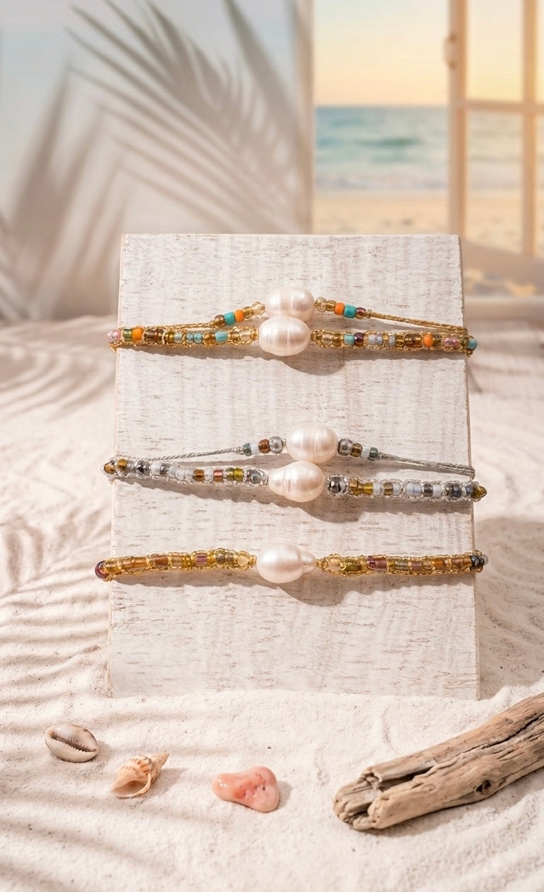 BRACELET TRIO PERLE RONDE DE RIVIERE