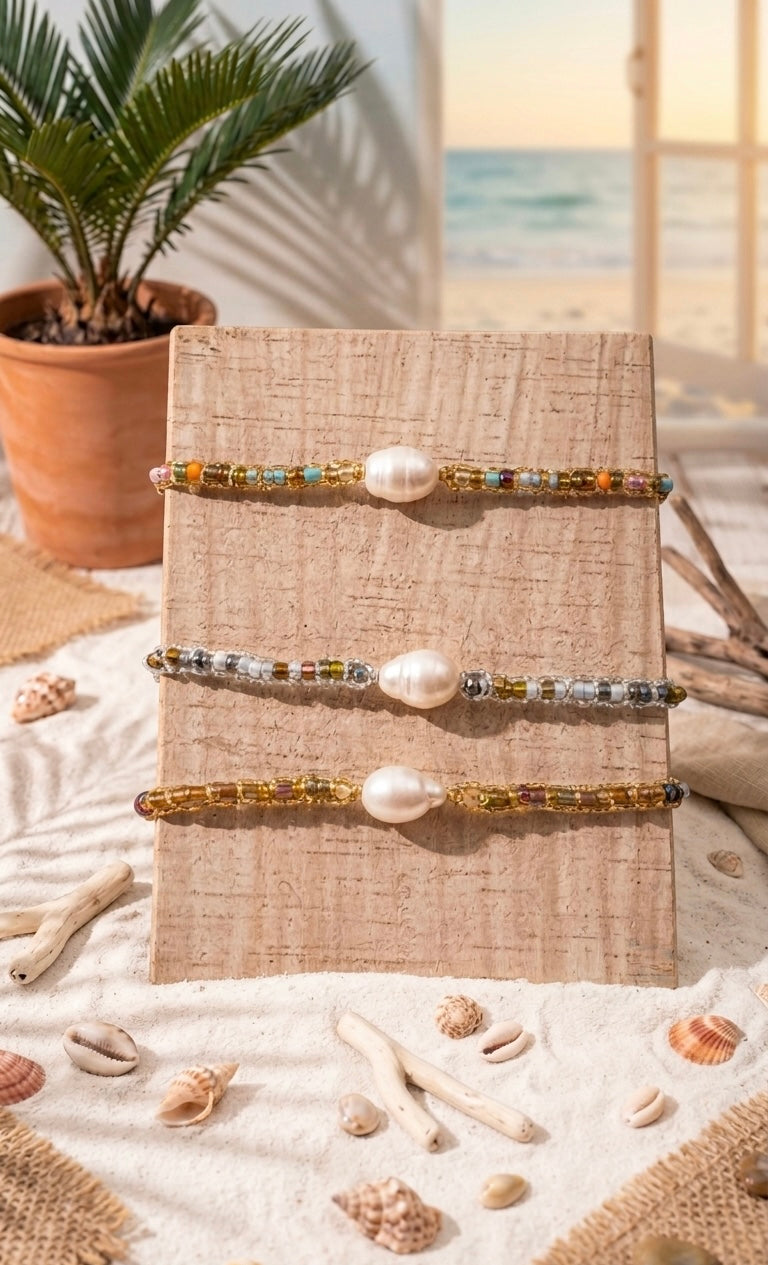 BRACELET IKAT PERLE RONDE DE RIVIERE