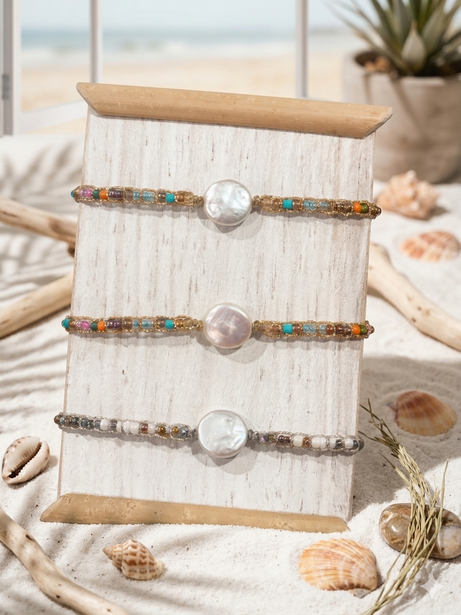 BRACELET IKAT PERLE PLATE